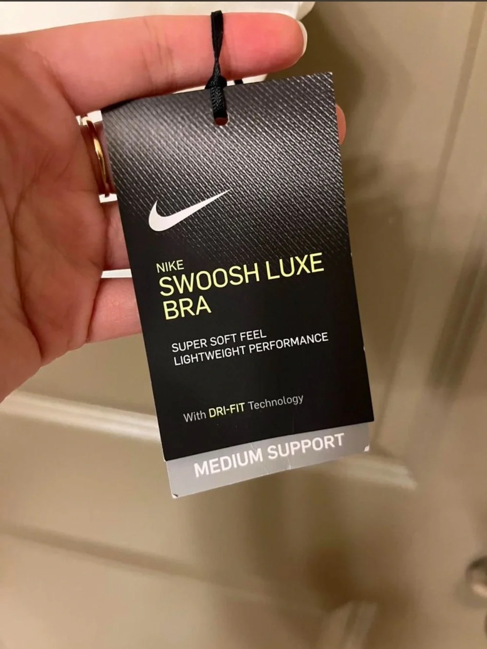 Nike White Crisscross Back Swoosh Luxe Sports Bra